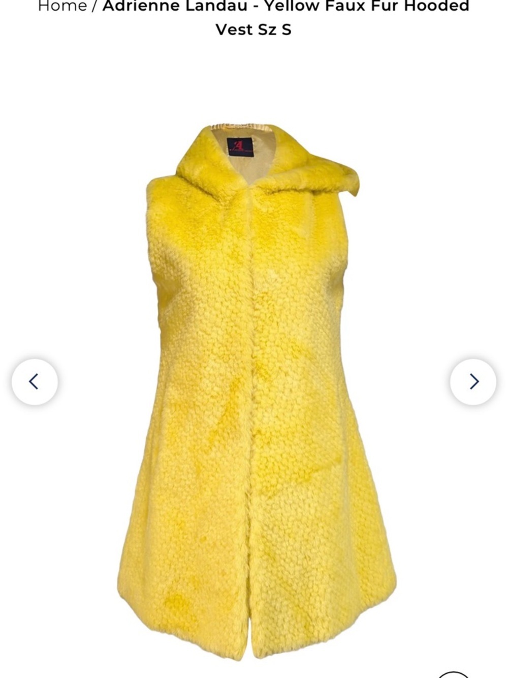 Adrienne Landau Bold Yellow Faux Fur Vest Sz S - Picture 2 of 14